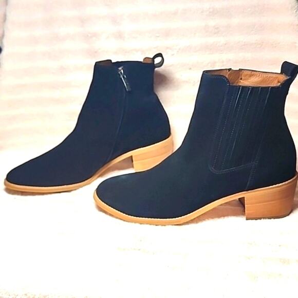 PAUL GREEN SANTE BLACK SUEDE BLOCK HEEL COWBOY BOOTIES SIZE 10 NWOB - Picture 7 of 16